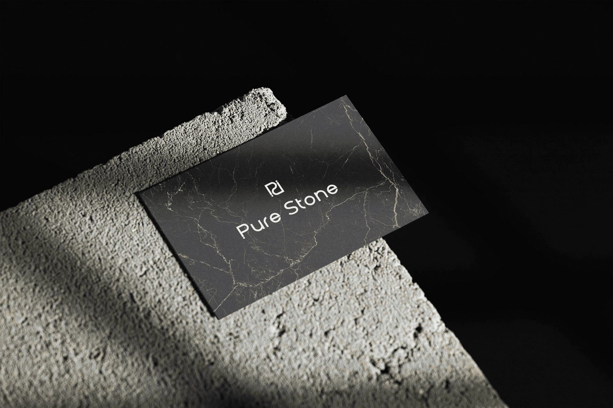 Svart Pure Stone-visitkort med marmorstruktur