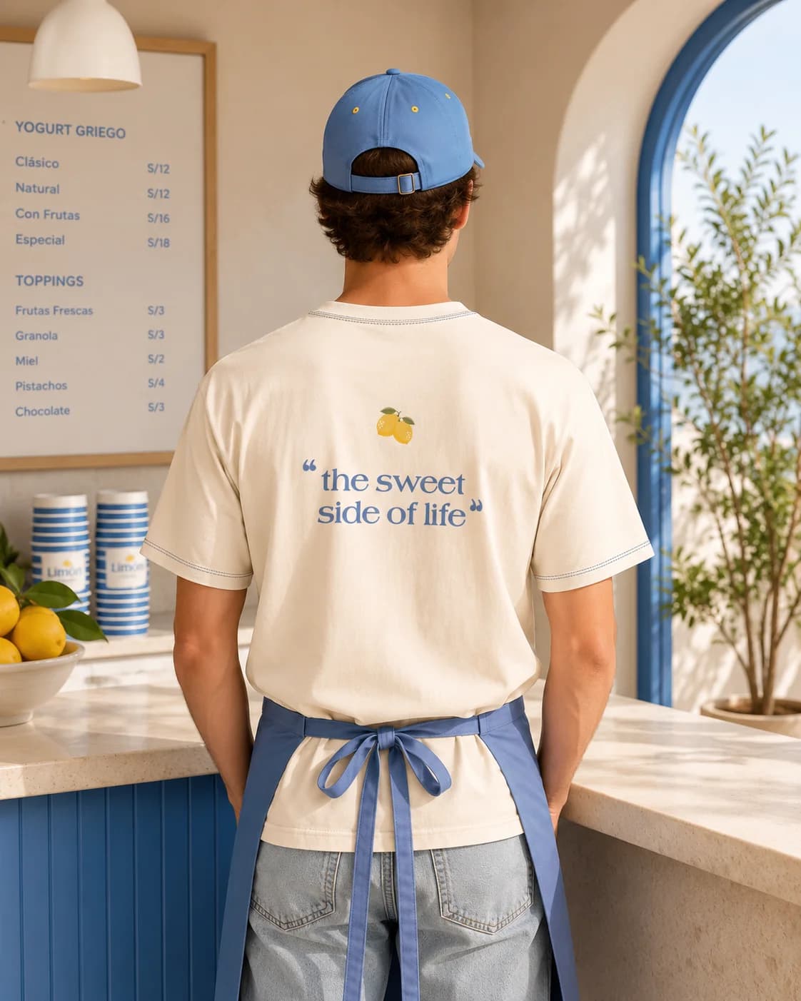 Baksidan av en Limona-t-shirt med texten the sweet side of life